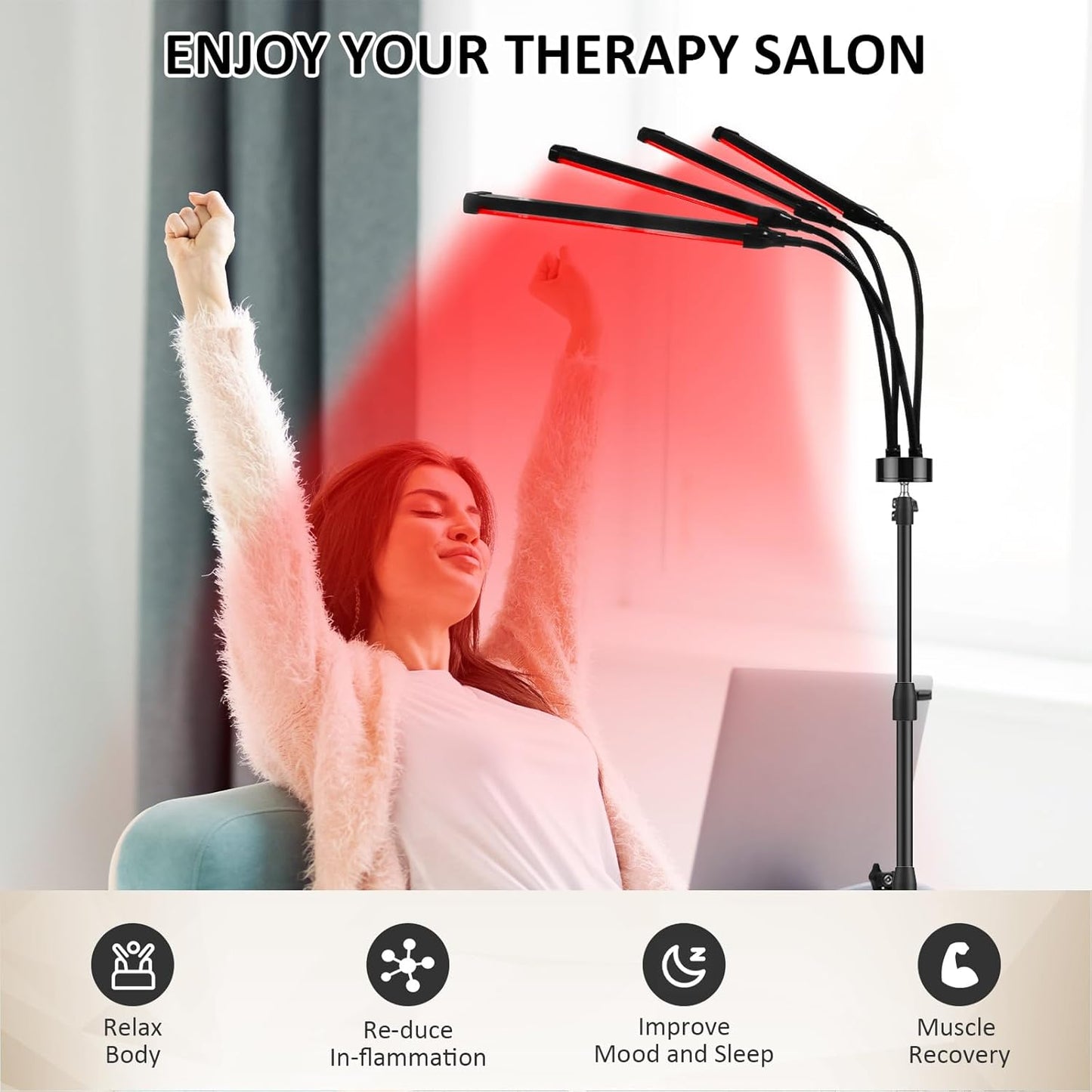Red Light Therapy for Body, 940&850&660Nm 180Leds Infrared Light Therapy Device with Stand, Red Light Therapy Lamp for Leg, Back at Home
