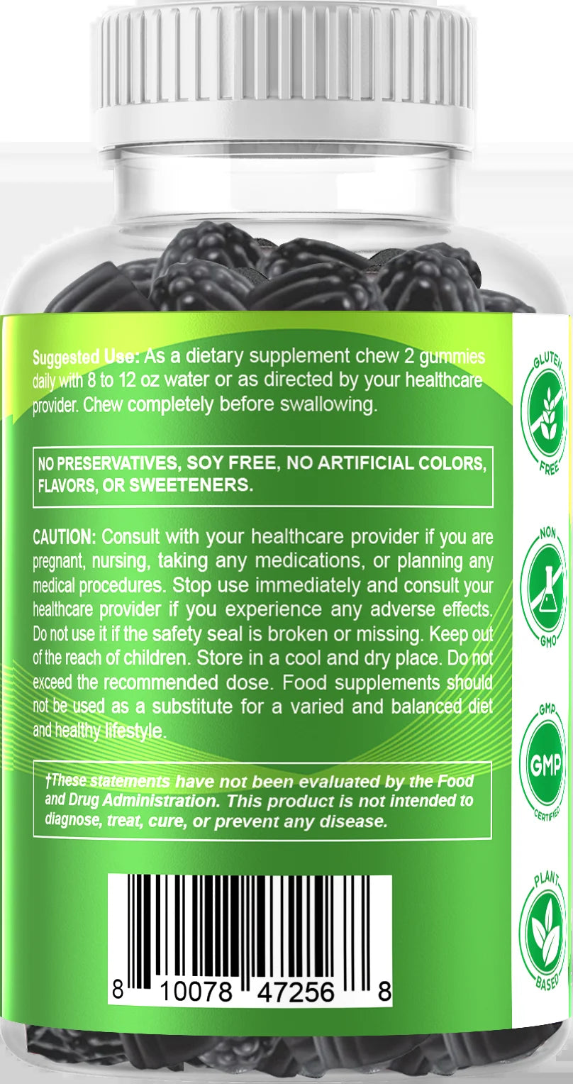 Irish Sea Moss Gummies - 3000 Mg - 60 Vegan Gummies - Made with Bladderwrack & Burdock Root - Seamoss Supplement for Thyroid, Energy, Immune Support