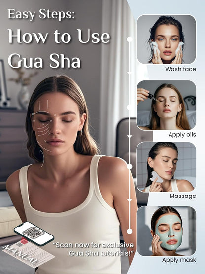 Gua Sha Facial Tools, Stainless Steel Guasha Tool for Acupuncture, Manual Massage Sticks for Jawline Sculpting and Puffiness Reducing, Gua Sha Scraping Massage Tool, Skin-Care Tool (Sliver)