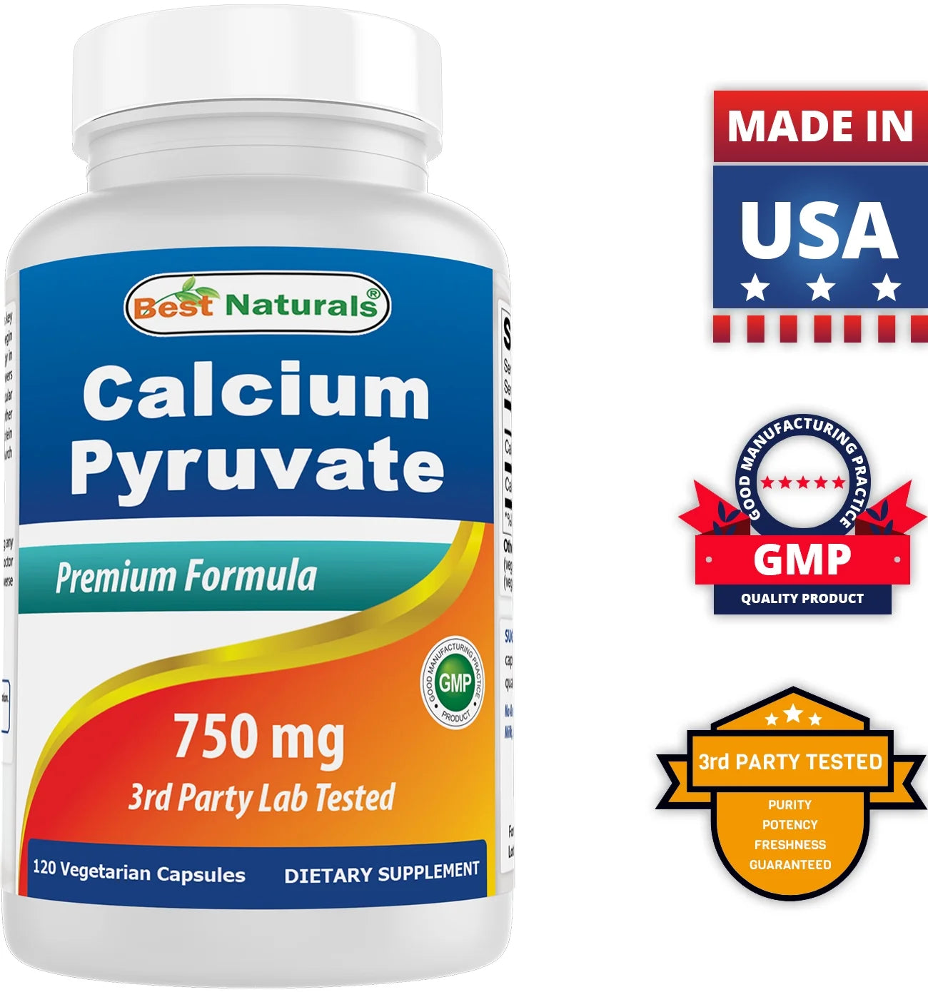 Calcium Pyruvate 750 Mg 120 Capsules