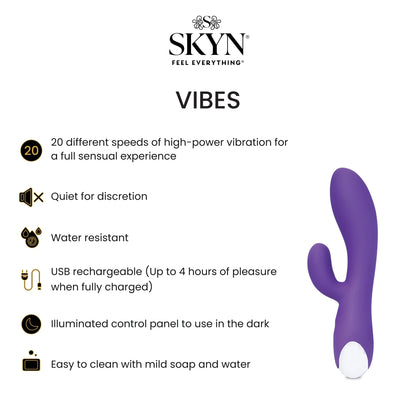Vibes Personal Massage Wand Vibrator, 20 Speeds, Purple, 1 Count