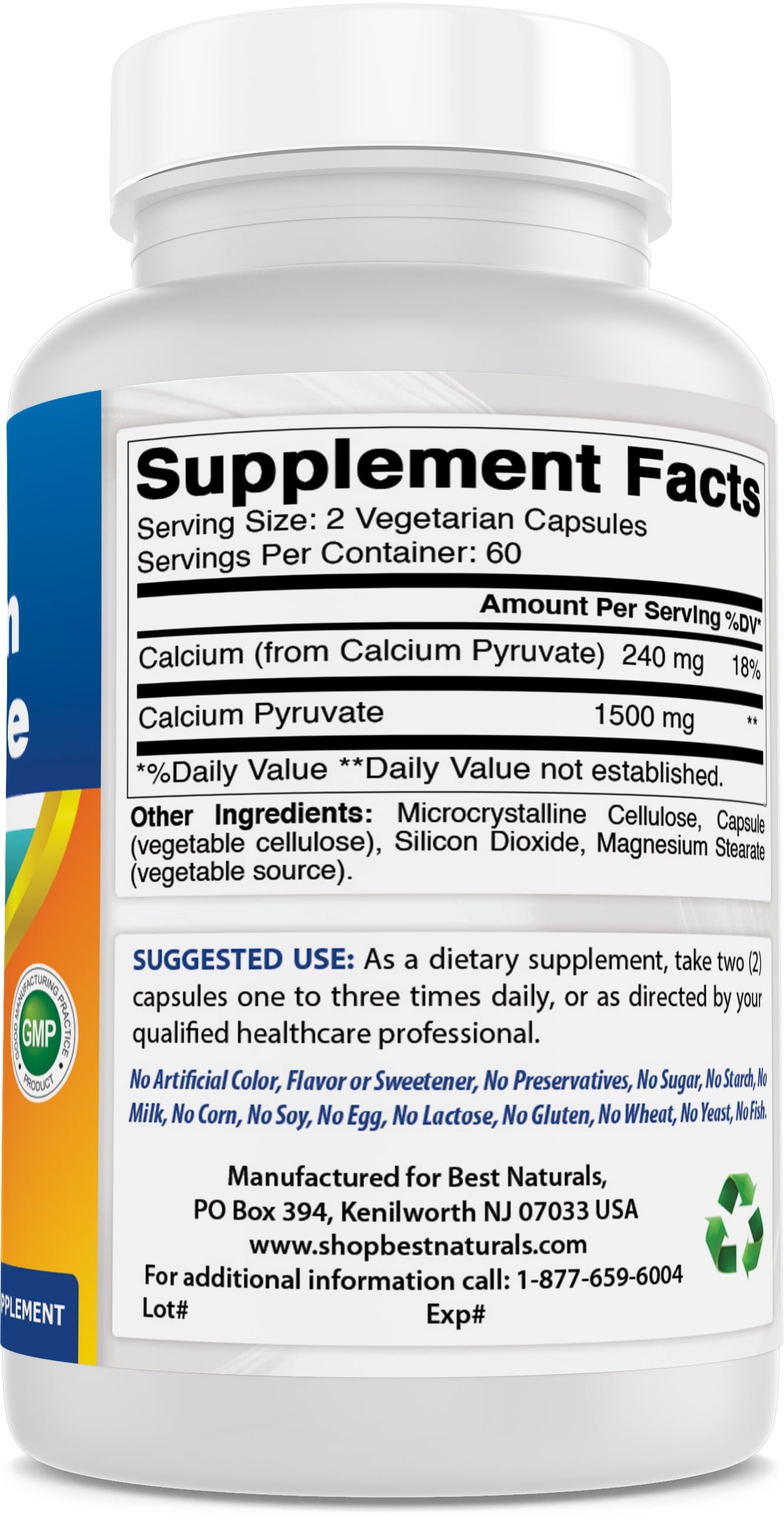 Calcium Pyruvate 750 Mg 120 Capsules