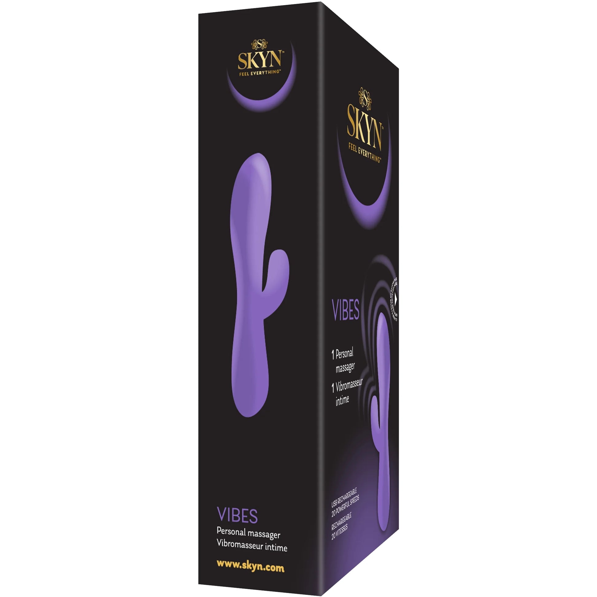 Vibes Personal Massage Wand Vibrator, 20 Speeds, Purple, 1 Count