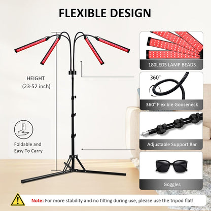 Red Light Therapy for Body, 940&850&660Nm 180Leds Infrared Light Therapy Device with Stand, Red Light Therapy Lamp for Leg, Back at Home