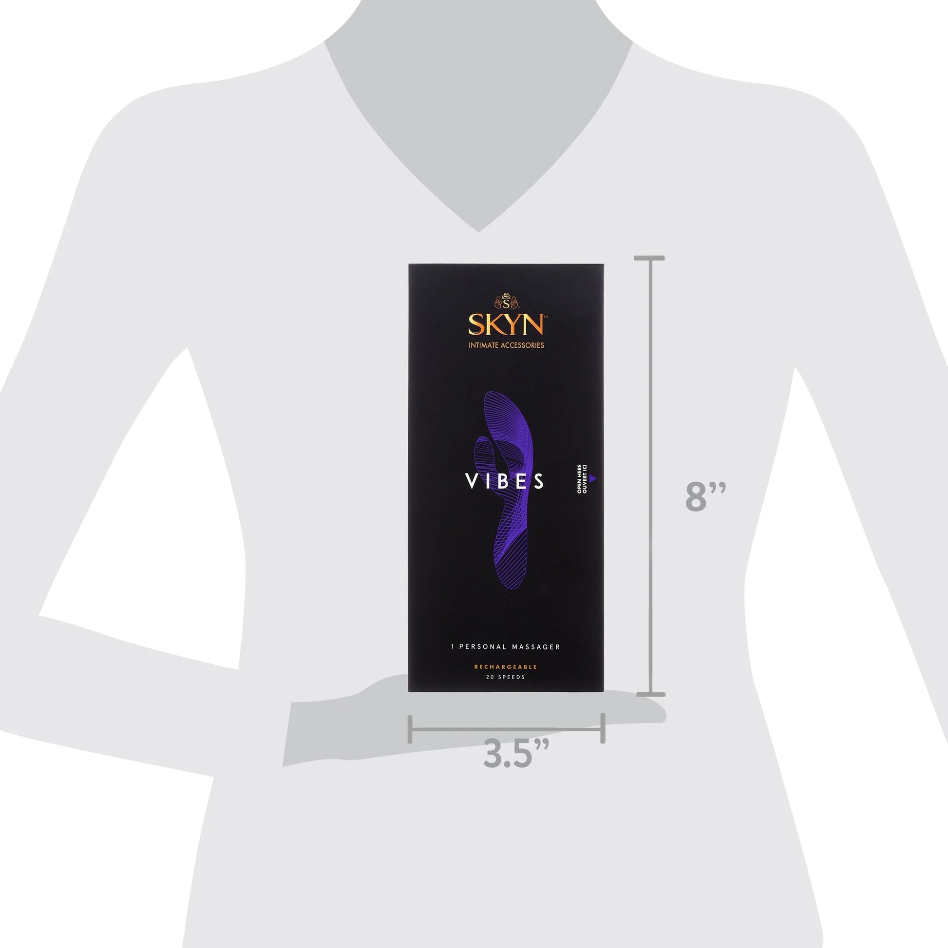 Vibes Personal Massage Wand Vibrator, 20 Speeds, Purple, 1 Count