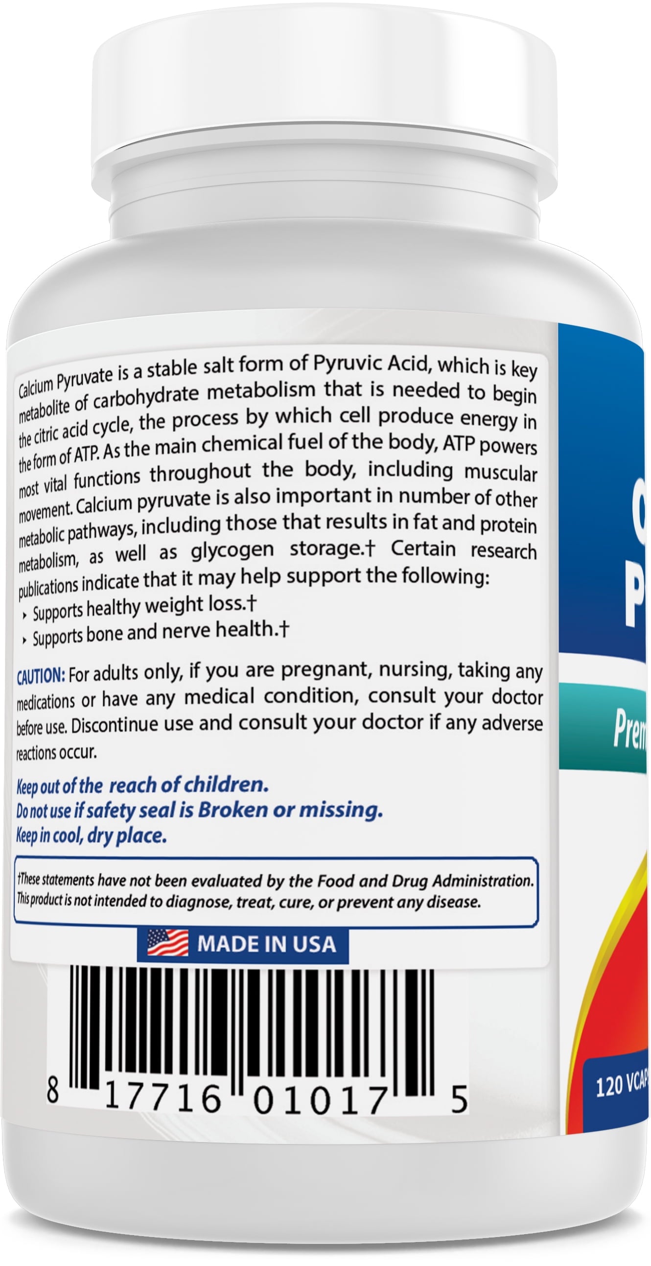 Calcium Pyruvate 750 Mg 120 Capsules